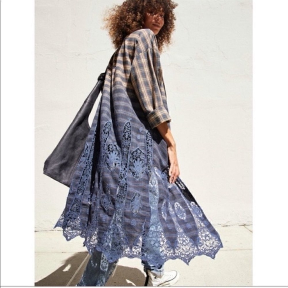 Free People NWT Ombré/Plaid Duster Medium